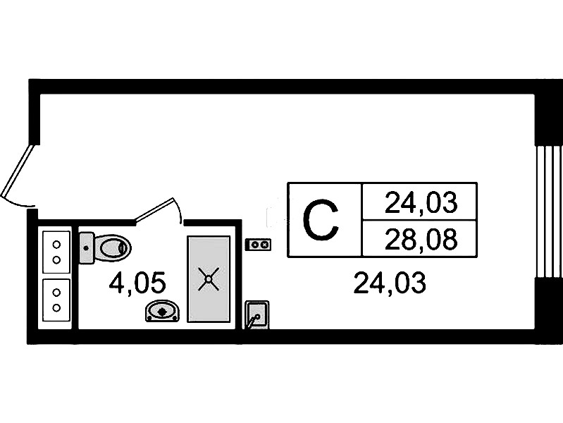 Квартира студия 28.08 м², 14/14 эт., Комплекс апартаментов «Ladozhsky Avenir»